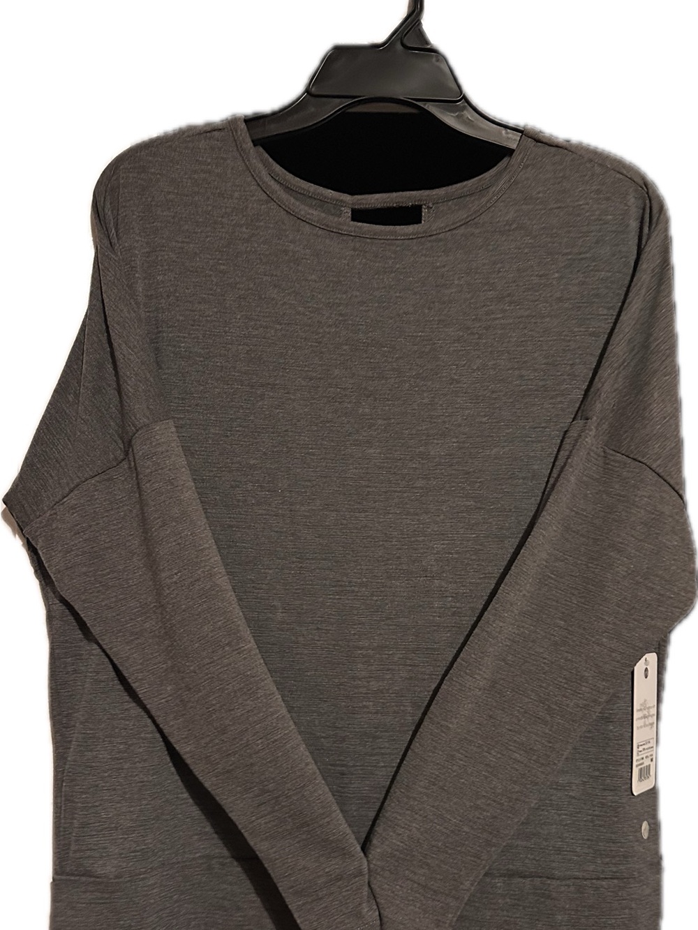 Yoga Long Sleeve T-shirt Top with Middle Back Twist, Dark Grey color, size M